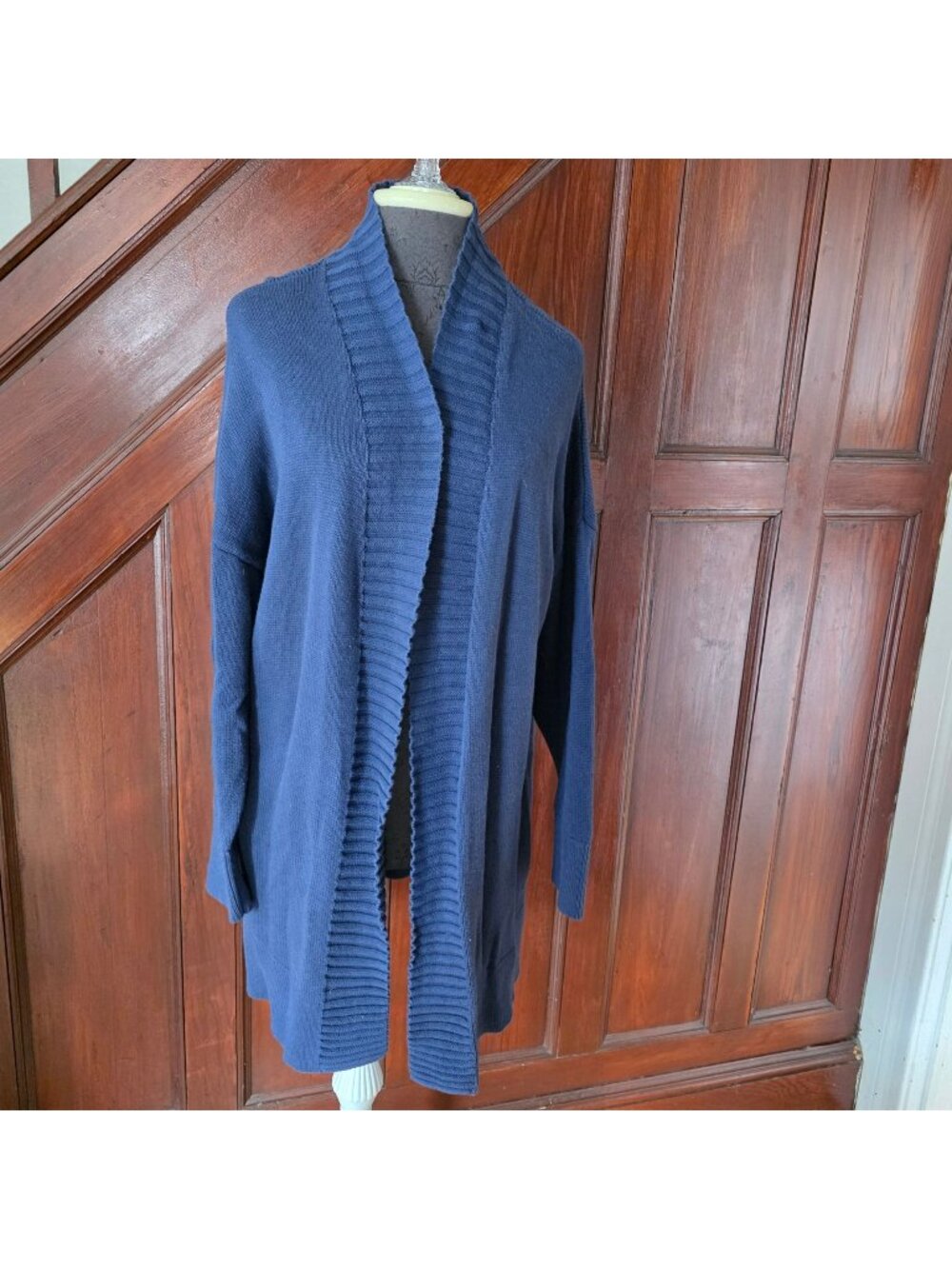 Love By Gap Womens Open Front Cardigan Sweater Navy Blue Ribbed Knit Size M